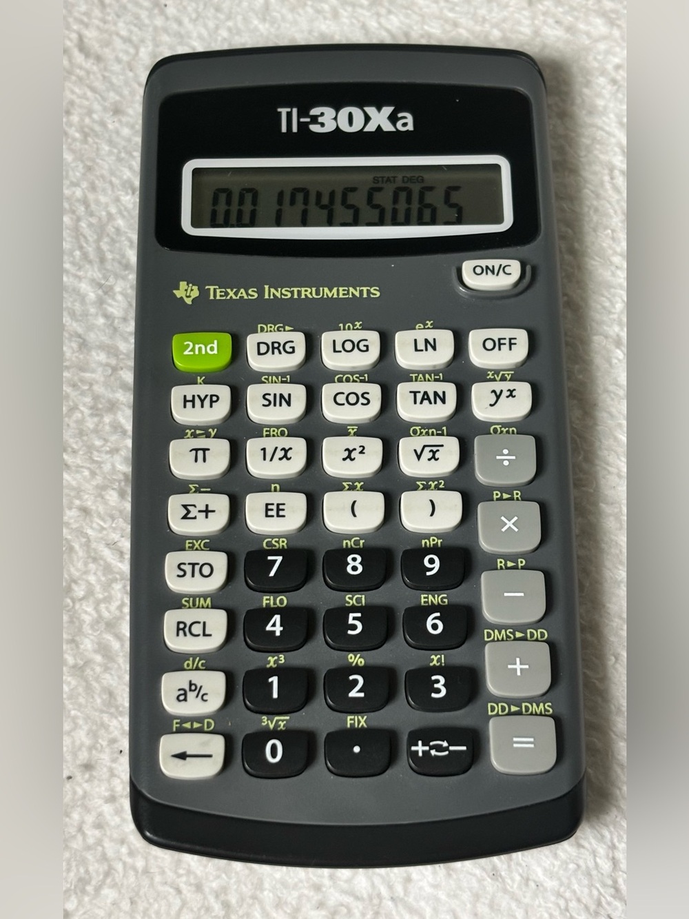Texas Instruments TI-30Xa Scientific Calculator in Black, Gray & Green